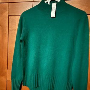 J Crew Cashmere Sz XS Pine Green Mock-neck Sweater NWT $138